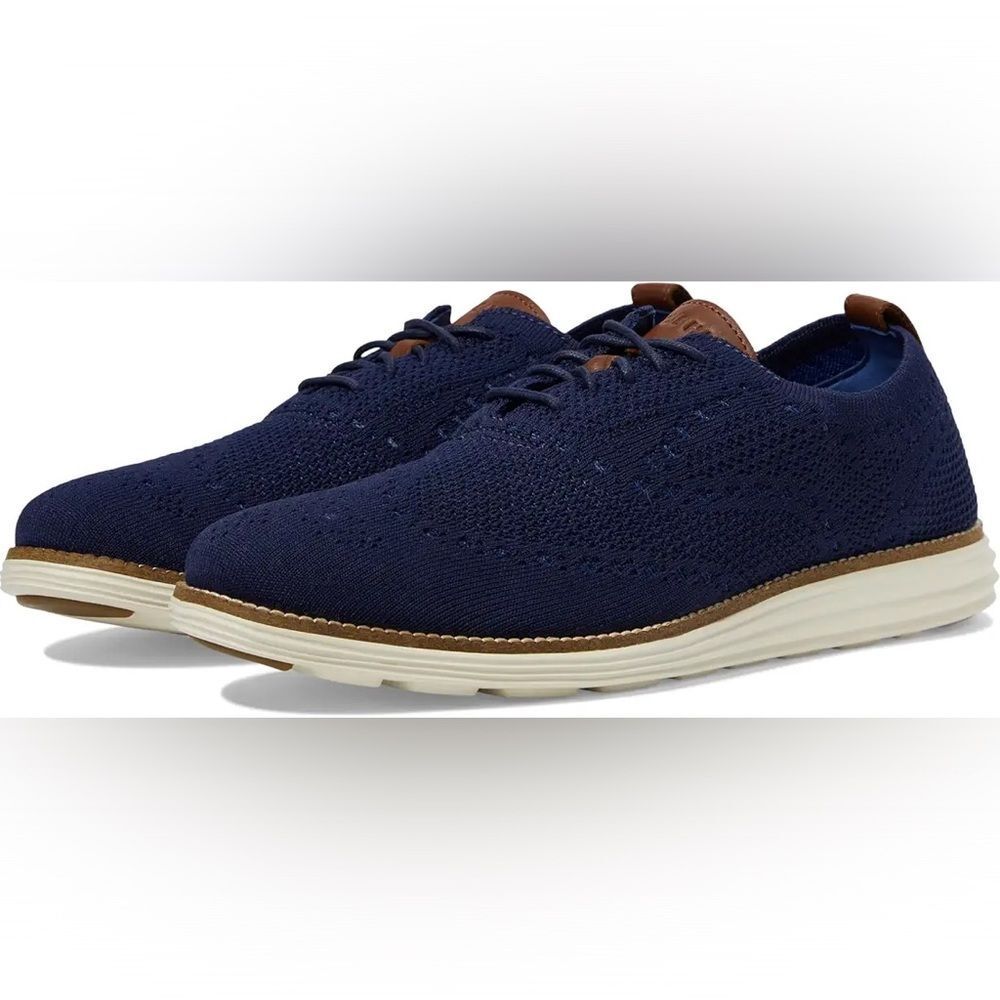 Cole Haan OG Grand Stitchlite Wing Ox 11M Navy Ivory Knit Oxford C27960